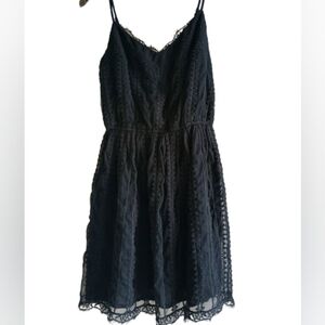 Abercrombie & Fitch Black Lace Mini Dress Small Spaghetti Straps Romantic...Lbd